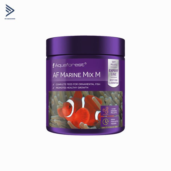 Aquaforest Marine Mix M là thức ăn ở dạng hạt. AF Marine Mix M chứa hàm lượng protein cao cùng nhiều vitamin và khoáng chất giúp cá phát triển toàn diện. Nên cho ăn thành nhiều phần nhỏ nhiều lần trong ngày, có thể sử dụng làm thức ăn cho san hô