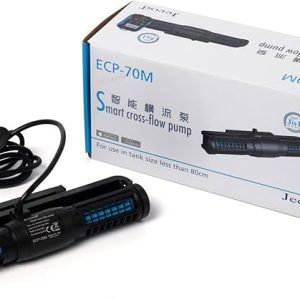 Dòng máy bơm ECP 70  của nhà sản xuất Jecod đảm bảo hoạt động gần như không ồn và tiết kiệm năng lượng. Thiết kế của nó cho phép hoạt động không hỏng hóc ở chế độ sóng. Công suất: 18W Kính dày: đến 8 mm Kích thước: 218 x 62 x 40 mm Phù hợp với bể 80 cm Điện áp: DC 24V