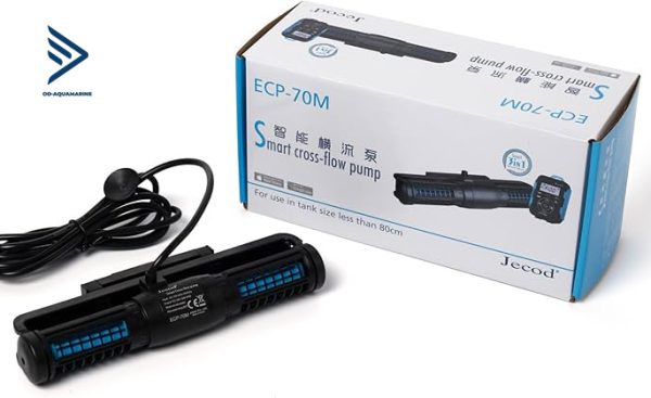 Dòng máy bơm ECP 70  của nhà sản xuất Jecod đảm bảo hoạt động gần như không ồn và tiết kiệm năng lượng. Thiết kế của nó cho phép hoạt động không hỏng hóc ở chế độ sóng. Công suất: 18W Kính dày: đến 8 mm Kích thước: 218 x 62 x 40 mm Phù hợp với bể 80 cm Điện áp: DC 24V